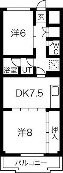 柵下マンション(2DK/4階)の間取り写真