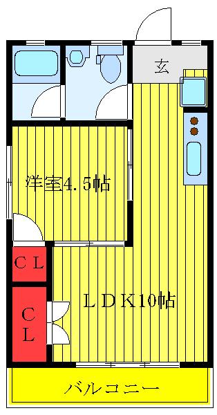 ヴィラ・コンフォルト(1LDK/2階)の間取り写真