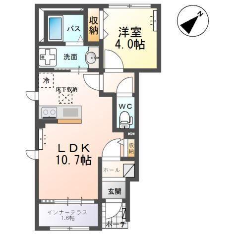 小田原8丁目アパート(1LDK/1階)の間取り写真
