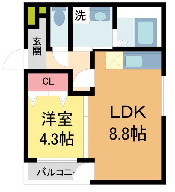 フジパレス西宮甲東園III番館(1LDK/1階)の間取り写真