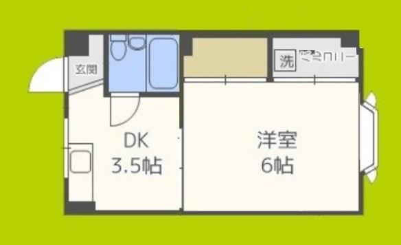 関西ドリームハイツII(1DK/5階)の間取り写真