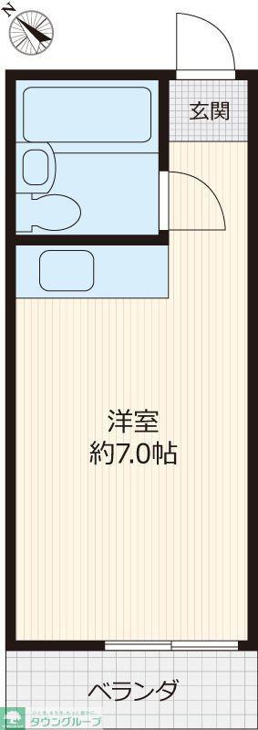 霞ヶ関ハイツ(ワンルーム/2階)の間取り写真