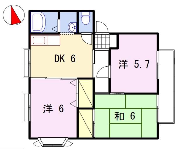 サンビレッジ北条(3DK/2階)の間取り写真