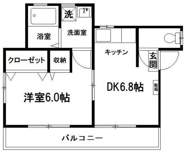 メゾン ヤマダ(1DK/2階)の間取り写真