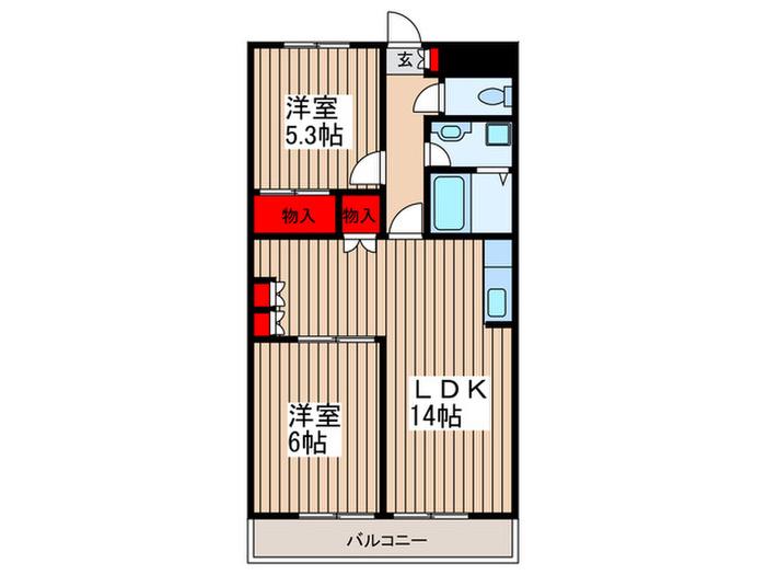 プルミエール(2LDK/4階)の間取り写真