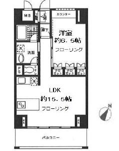 ロジュマン湘南(1LDK/13階)の間取り写真
