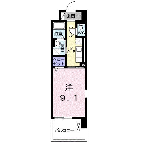 フルーレII(1K/3階)の間取り写真