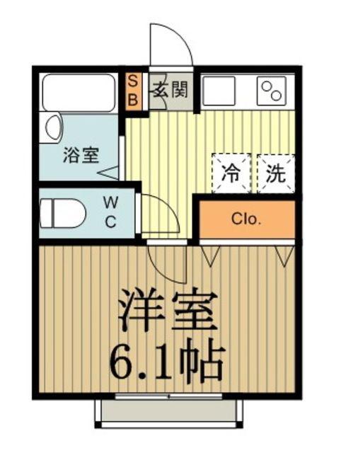 AZESTRENT 一橋学園 II(1K/1階)の間取り写真