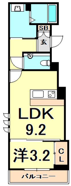 シャーメゾン甲子園口1丁目レジデンスウエスト(1LDK/3階)の間取り写真