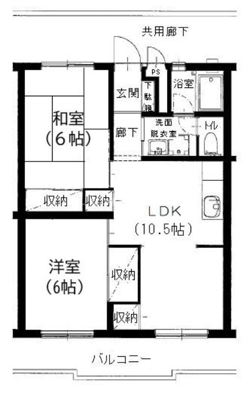 実穂マンション(2LDK/2階)の間取り写真