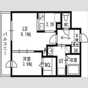 アルファスクエア北12西3(1LDK/5階)の間取り写真