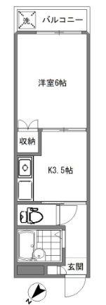 サングレース千歳台(1K/4階)の間取り写真