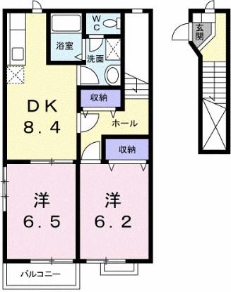 ラ フォレ ドゥ ノール(2DK/2階)の間取り写真