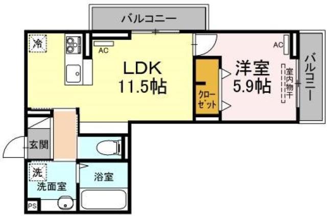 ヒーローキングダム(1LDK/3階)の間取り写真