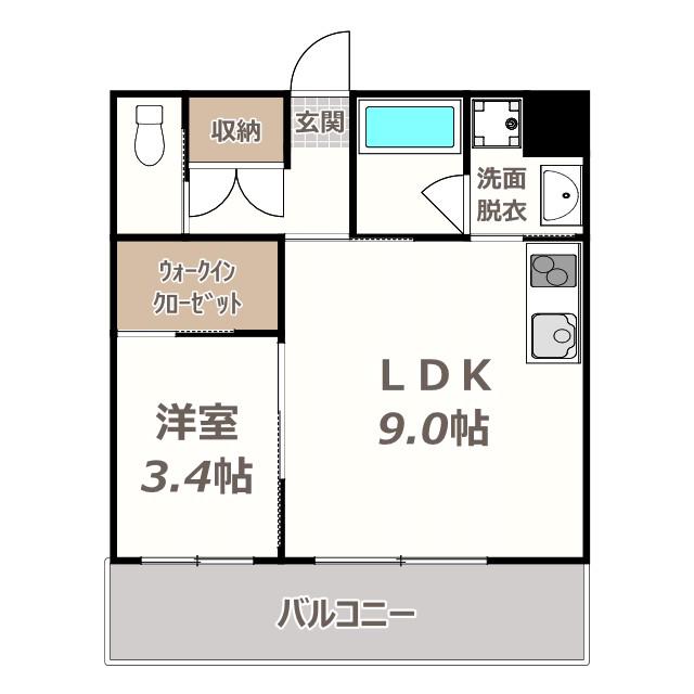 ブリリアントコートパーリオ(1LDK/10階)の間取り写真