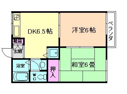 グリーンメドウ(2DK/2階)の間取り写真