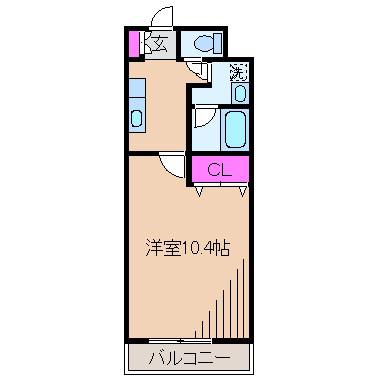 リエス溝口(1K/2階)の間取り写真