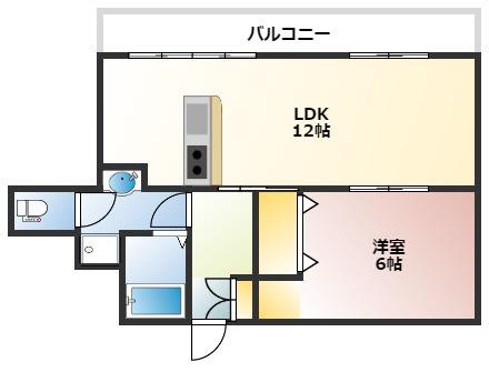 光ビル(1LDK/4階)の間取り写真