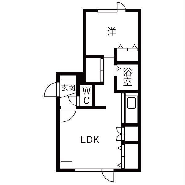 OGGI南円山(1LDK/1階)の間取り写真