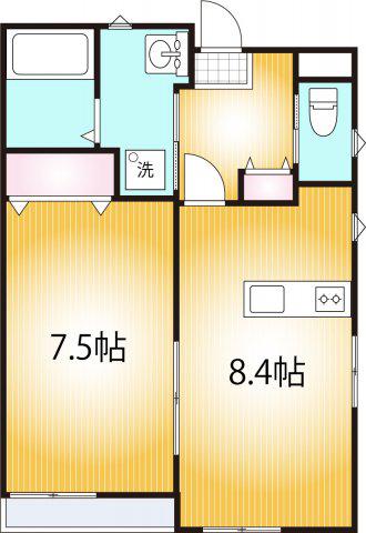 ORANGESUNSET(1LDK/3階)の間取り写真