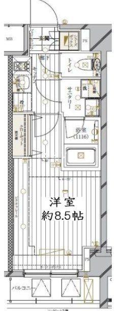 REGALIZ品川南大井III(1K/6階)の間取り写真