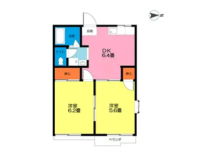 スターライトハイツ(2DK/2階)の間取り写真