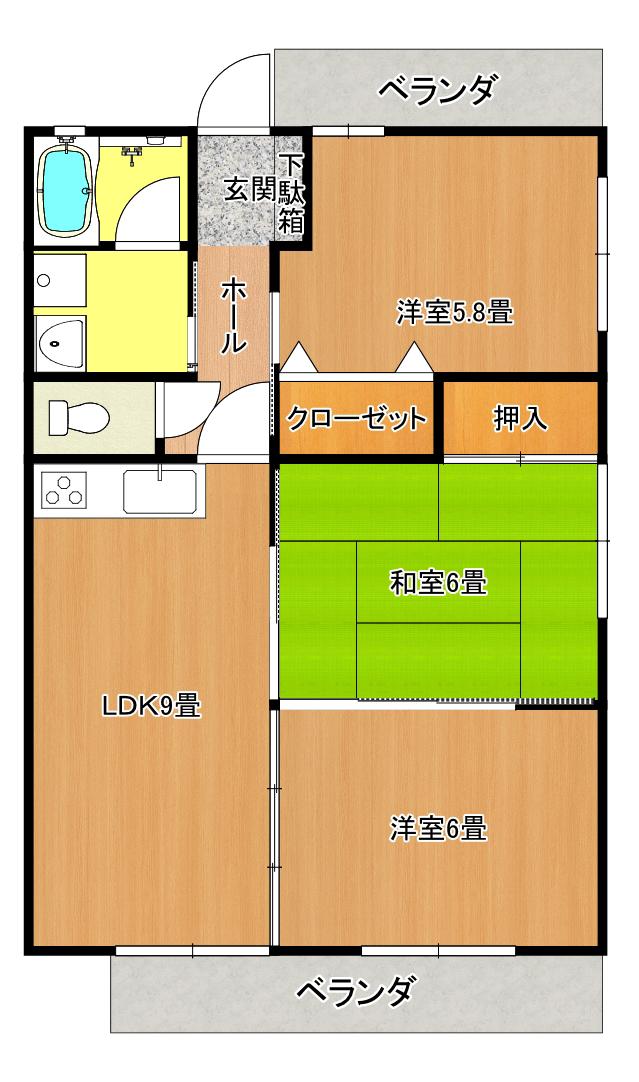 フレグランス花陽(3LDK/2階)の間取り写真