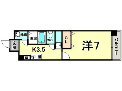グランドタワー三宮(1K/10階)の間取り写真