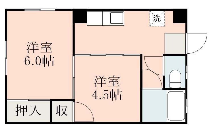 日興ビル(2K/2階)の間取り写真