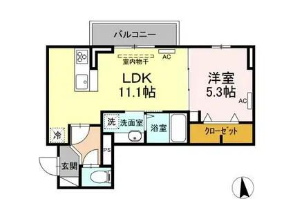 レクシア扇I(1LDK/2階)の間取り写真