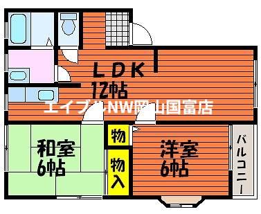 グレース松崎F(2LDK/2階)の間取り写真