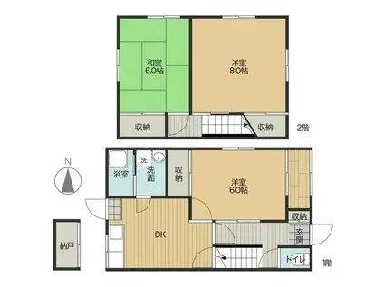 枝大津荘(3DK/1階)の間取り写真