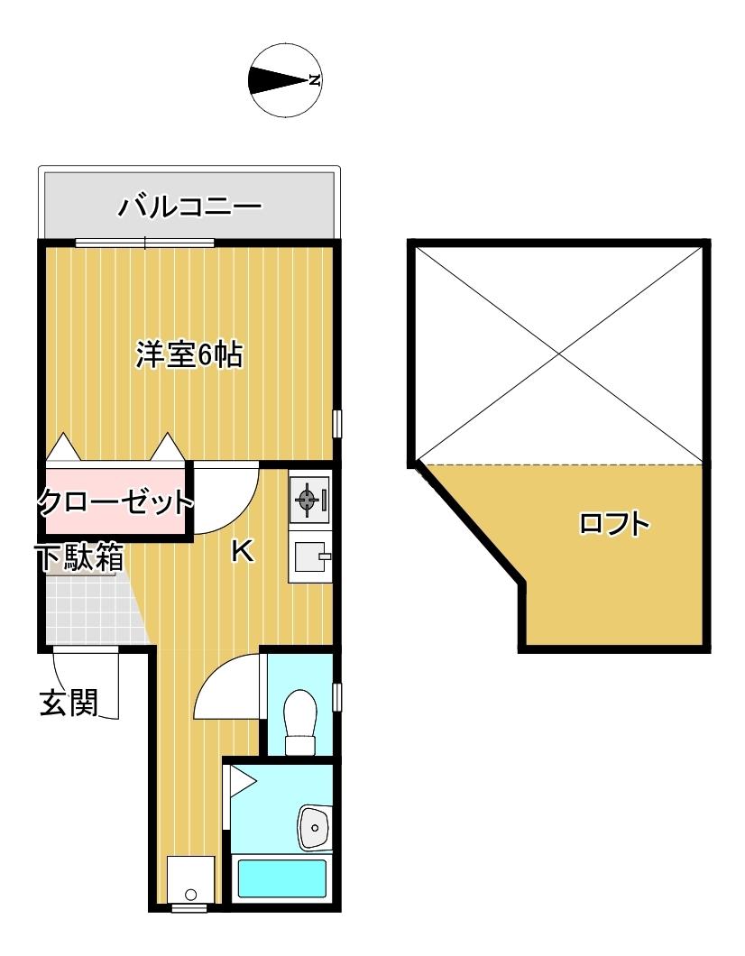 MARINE STUDIO 新興(1K/1階)の間取り写真
