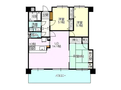 バルミー弥生(3LDK/6階)の間取り写真