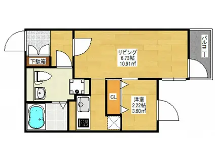 ヴィラ博丈庚午北(1DK/1階)の間取り写真