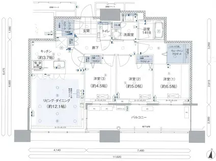 アイランドシティオーシャン&フォレストタワーレジデンスウエスト棟(3LDK/22階)の間取り写真