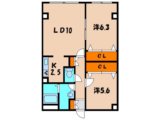 レジデンスKOUEI(2LDK/3階)の間取り写真