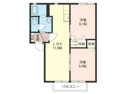 メビュース東城南C(2LDK/1階)の間取り写真