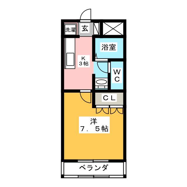 アグレストII(1K/1階)の間取り写真