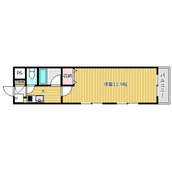 カーサアイII(1K/2階)の間取り写真