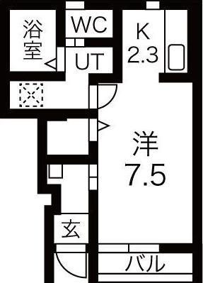 KINGDOMII(1K/1階)の間取り写真