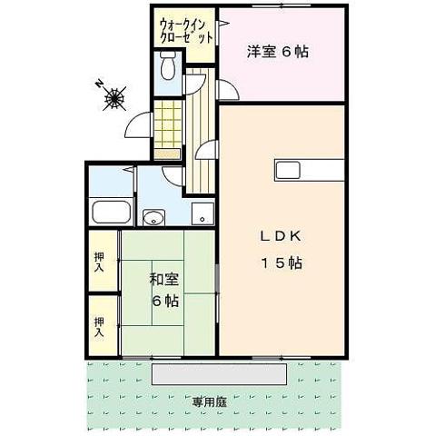 シャルム高松II(2LDK/2階)の間取り写真