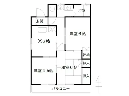甍ハイツ(3DK/2階)の間取り写真