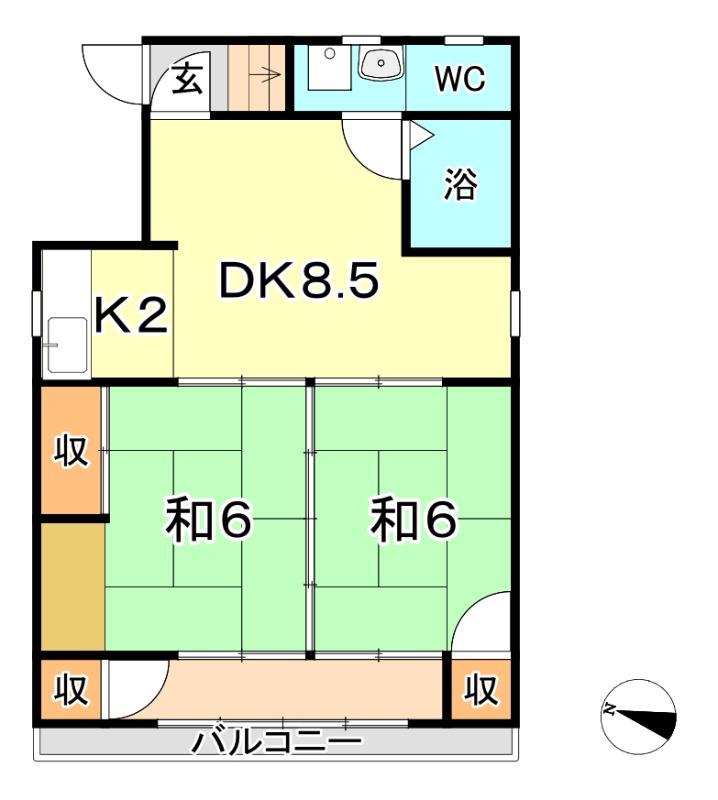 綱島マンション(2DK/3階)の間取り写真