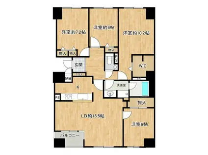 三田カルチャータウン・リフォレH棟601シェアハウス(ワンルーム/6階)の間取り写真