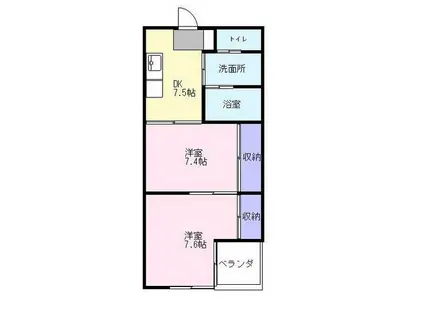 寺垣第二ビル(2DK/2階)の間取り写真
