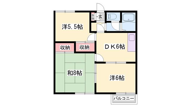 クロスロード(3DK/1階)の間取り写真