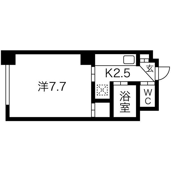 プチロアール(1K/1階)の間取り写真