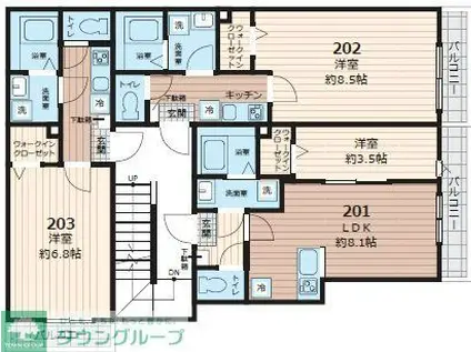 LIVIA上福岡(1K/3階)の間取り写真