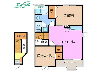 メゾンジュンの森 A棟(2LDK/2階)の間取り写真